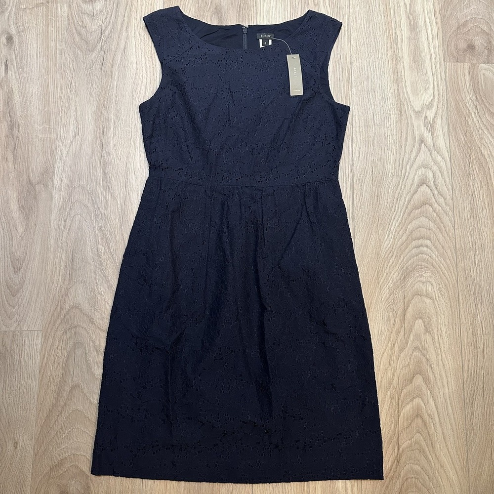 NWT J Crew Navy Blue Lace Dress 6 Style 83887 Office‎ Wear Holiday Dress